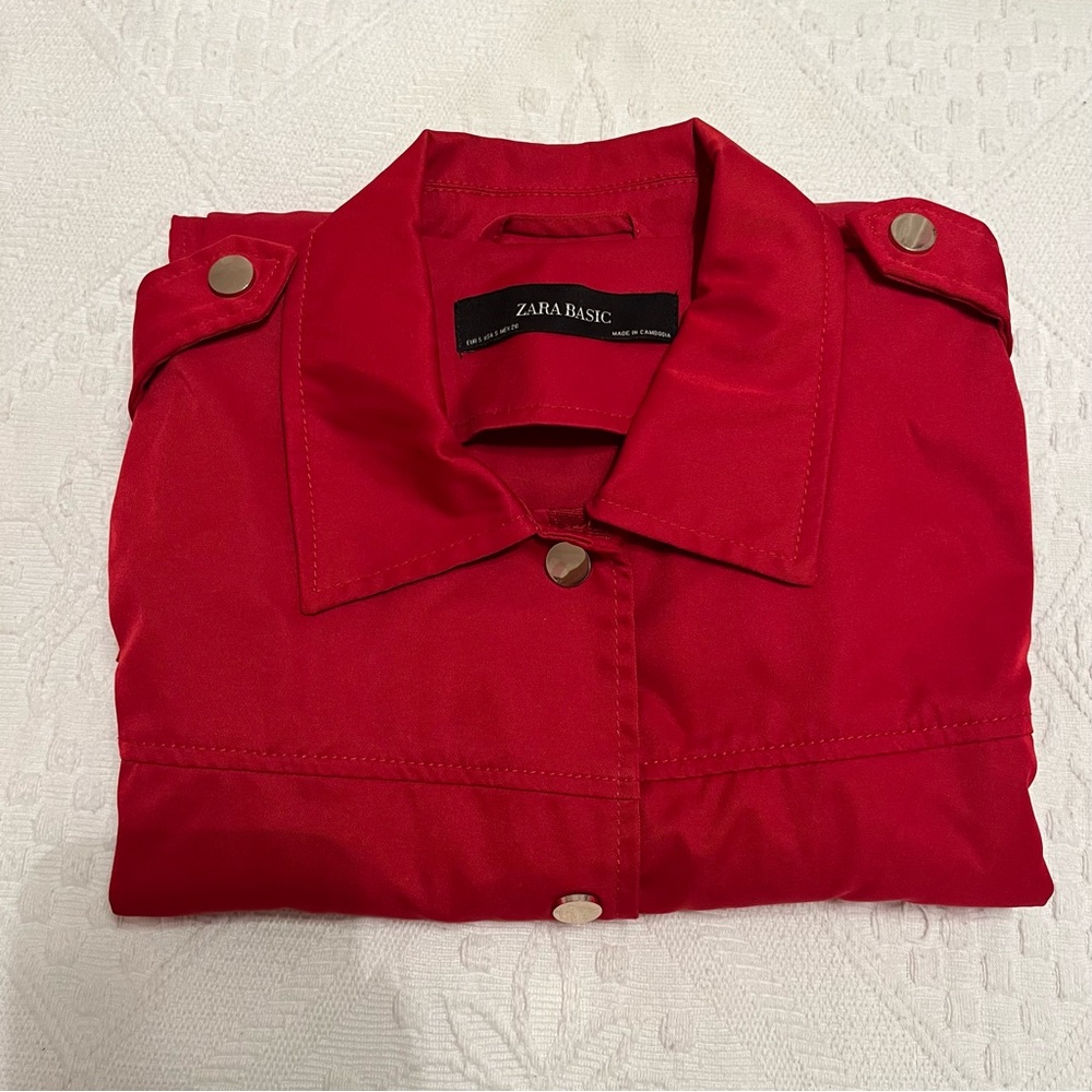 Zara Basic Lightweight Jacket Rain Red Womens S S… - image 3